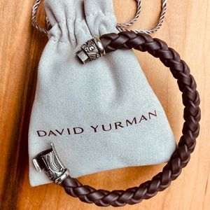 David Yurman Brown Rubber Bracelet Sterling Silver Clasp 10mm
